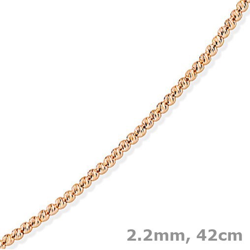 2,2mm Kugelkette 585 Rotgold 42cm