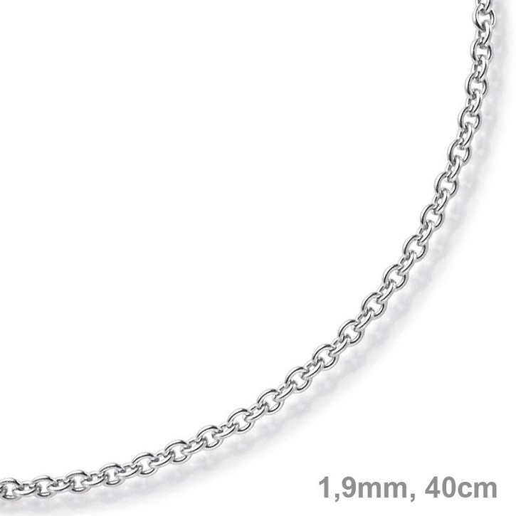 1,9mm Rund-Ankerkette 585 Weißgold 40cm