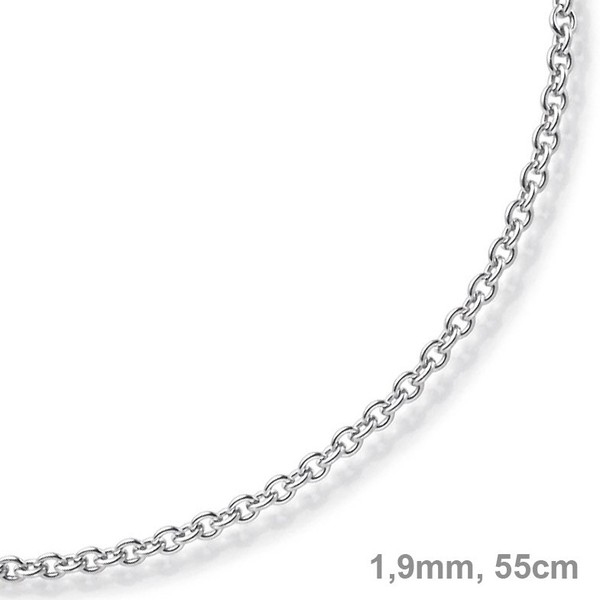 1,9mm Rund-Ankerkette 585 Weißgold 55cm