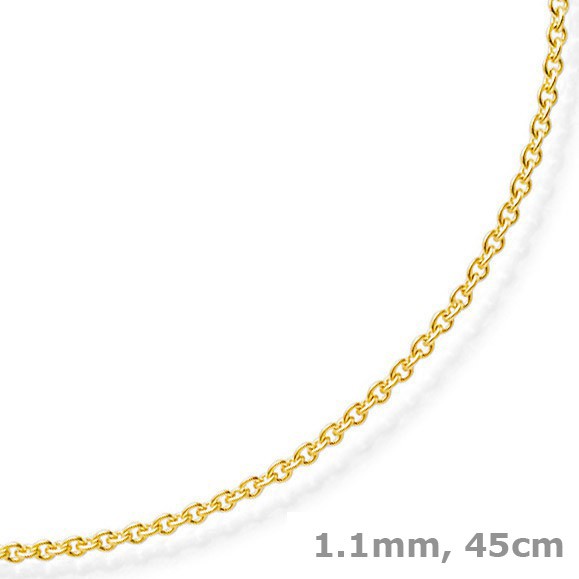 1,1mm Rund-Ankerkette 585 Gelbgold 45cm