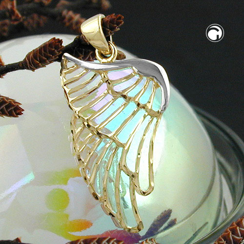 Anhänger Engelsflügel bicolor 375 Gelbgold