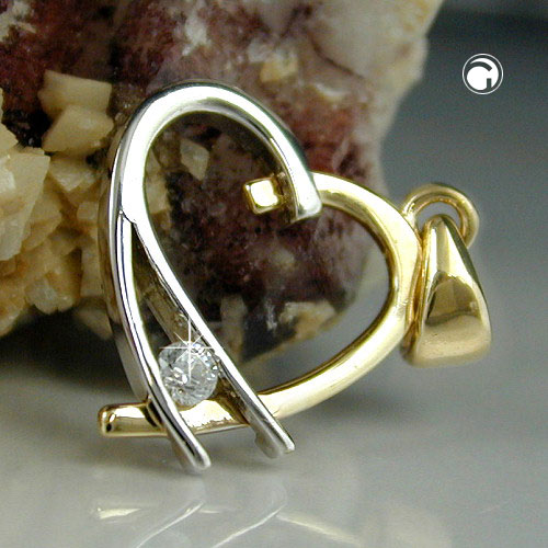 Anhänger Herz Zirkonia 375 Gelbgold Weißgold