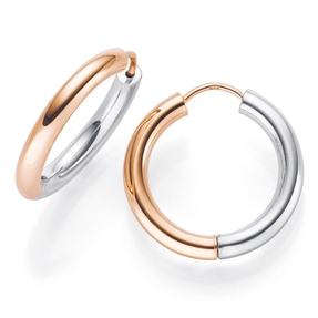 Creole Creolen 21x3mm 585 Gold weiß/rot bicolor Ohrringe Ohrschmuck rund Damen
