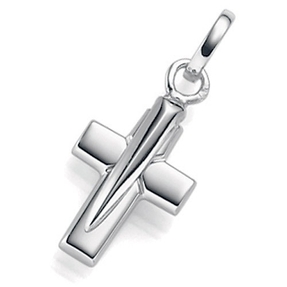 Anhänger Kreuz aus 585 Echt Gold Weißgold 13x30mm Halsschmuck Goldanhänger