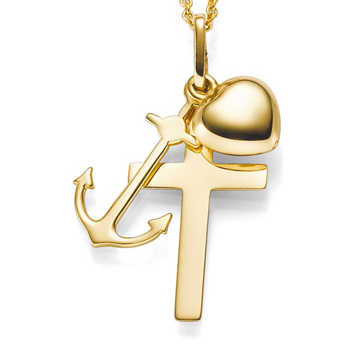 Anhänger Glaube-Liebe-Hoffnung 585 Gold 12x30mm