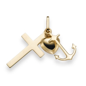 Anhänger Glaube-Liebe-Hoffnung 585 Gold Gelbgold 12x30mm Halsschmuck Damen Anhänger Glaube-Liebe-Hoffnung 585 Gold Gelbgold 12x30mm Halsschmuck Damen