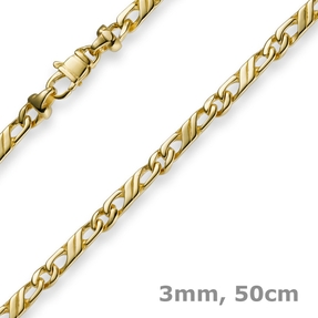 3mm Jeukette Kette Collier Halskette, 585 Gold Gelbgold massiv, 50cm