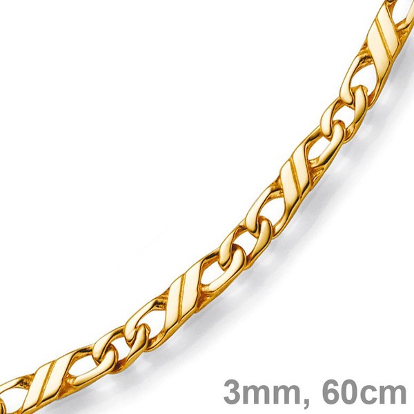3mm Jeu-Kette 585 Gelbgold 60cm
