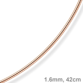 1,6mm Halsreif Omegareif Omegakette rund, 585 Gold Rotgold, 42cm 1,6mm Halsreif Omegareif Omegakette rund, 585 Gold Rotgold, 42cm