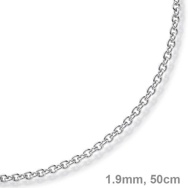 1,9mm Rund-Ankerkette 750 Weißgold 50cm
