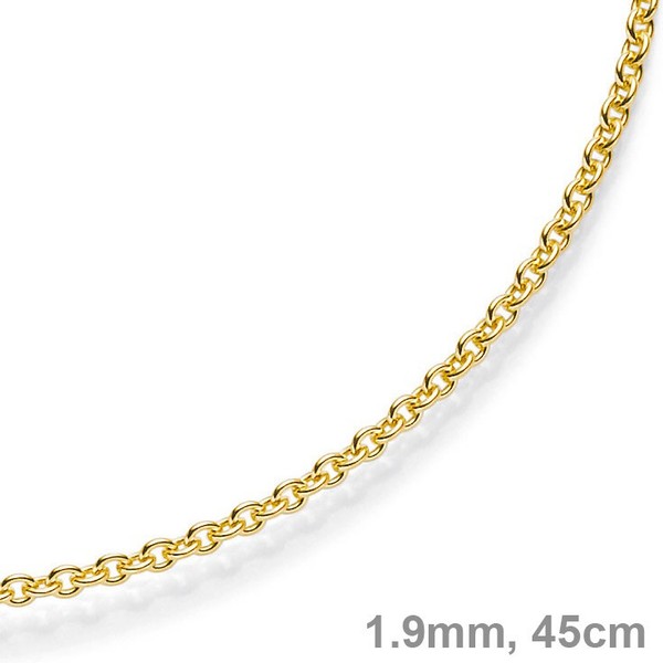 1,9mm Rund-Ankerkette 750 Gelbgold 45cm