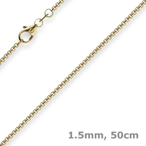 1,5mm Venezianerkette 585 Gold Gelbgold Kette Collier Halskette rund 50cm