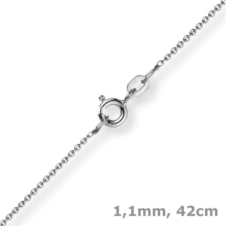 1,1mm Rund-Ankerkette 585 Weißgold 42cm
