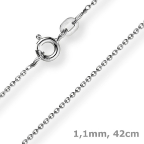 1,1mm Rund-Ankerkette 585 Gold Weißgold Kette Collier Halskette, 42cm 1,1mm Rund-Ankerkette 585 Gold Weißgold Kette Collier Halskette, 42cm