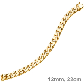 12mm breites Armband Armkette Panzerarmband 585 Gold Gelbgold massiv 22cm 12mm breites Armband Armkette Panzerarmband 585 Gold Gelbgold massiv 22cm