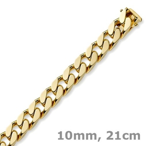 10mm Armband Panzerkette aus 585 Gold Gelbgold massiv 4-seitig diamantiert 21cm