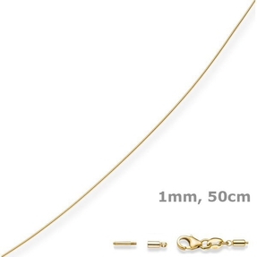 1mm Halsreif Omegareif Omegakette 585 Gold Gelbgold Goldkette 50cm abschraubbar