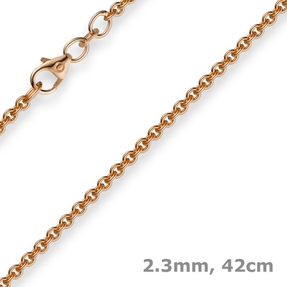 2,3mm Rundankerkette Kette Collier, 750 Gold Rotgold, Goldkette, 42cm