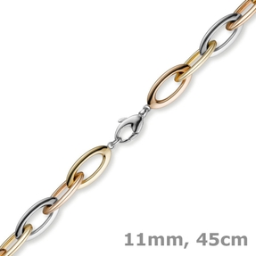 11mm Collier Spitzanker Kette Phantasiekette 585 Gold gelb/weiß/rot, 45cm