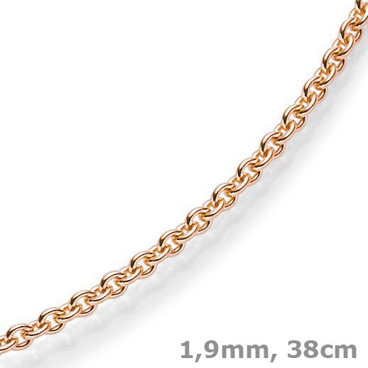 1,9mm Rund-Ankerkette aus 750 Rotgold 38cm