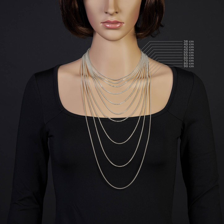 2.3mm Rundankerkette aus 750 Weißgold 45cm