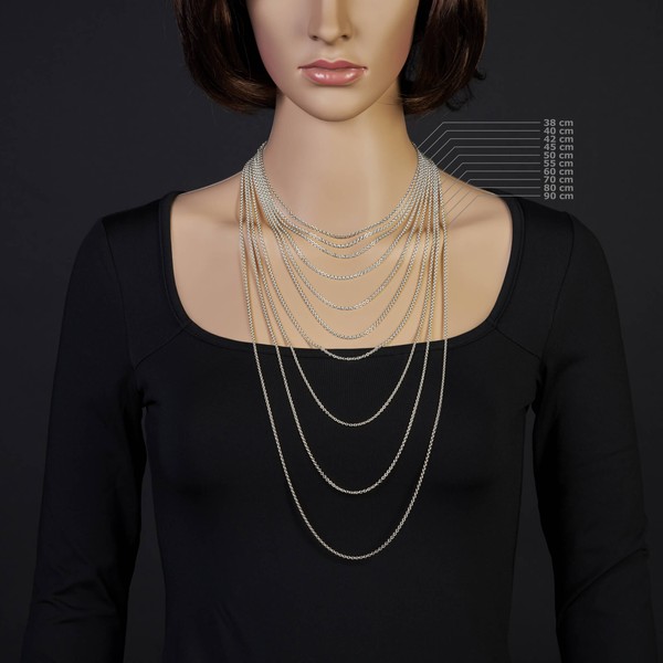 2.3mm Rundankerkette aus 750 Weißgold 45cm
