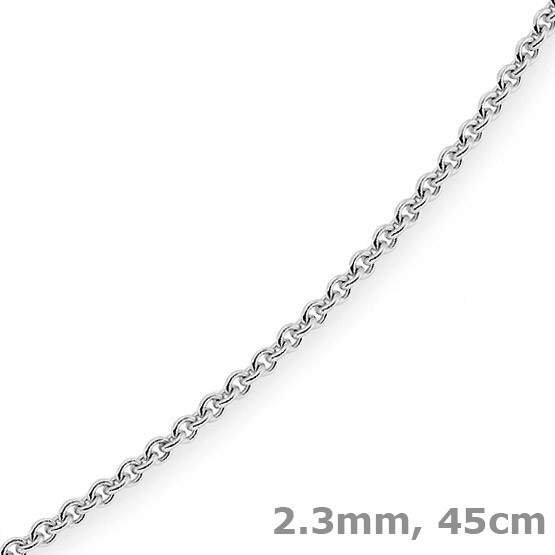 2,3mm Rundankerkette aus 750 Weißgold 45cm