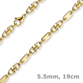 5,5mm Armband Armkette Platte-Steigbügelkette, 585 Gold Gelbgold, 19cm 5,5mm Armband Armkette Platte-Steigbügelkette, 585 Gold Gelbgold, 19cm
