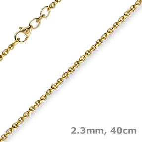 2,3mm Kette Collier Rundankerkette aus 750 Gold Gelbgold, 40cm