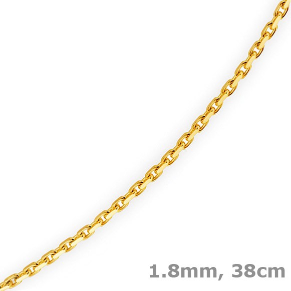 1,8mm Ankerkette aus 750 Gelbgold 38cm
