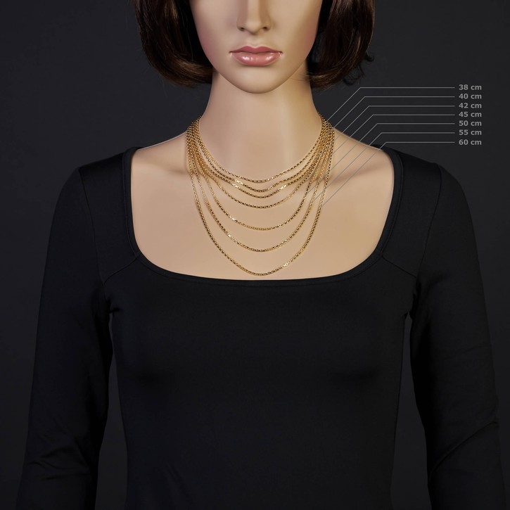 1,8mm Ankerkette aus 750 Gelbgold 38cm