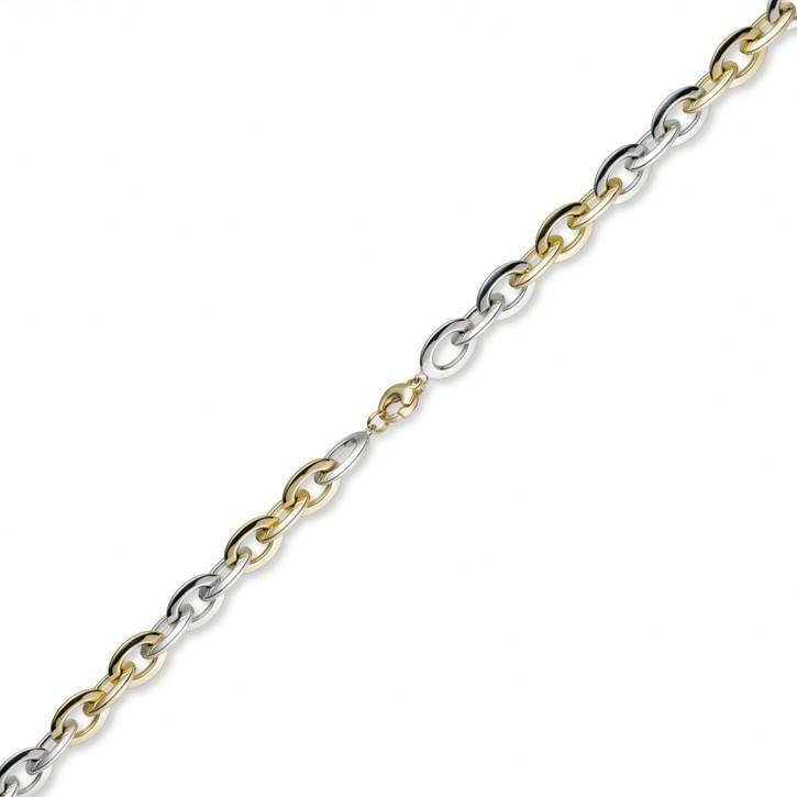 10mm Phantasie-Armband aus 585 Gold gelb weiß 19cm