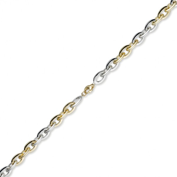 10mm Phantasie-Armband aus 585 Gold gelb weiß 19cm