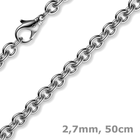 2,7mm Kette Collier Rundankerkette aus 585 Gold Weißgold, 50cm
