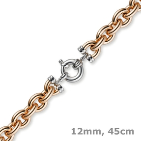 12mm Rundanker Kette Collier Halsschmuck 585 Gold Rotgold & Weißgold, 45cm
