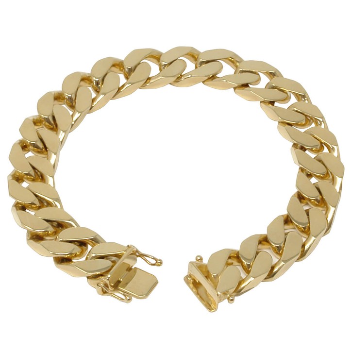 12mm Panzerarmband aus 750 Gelbgold 22cm