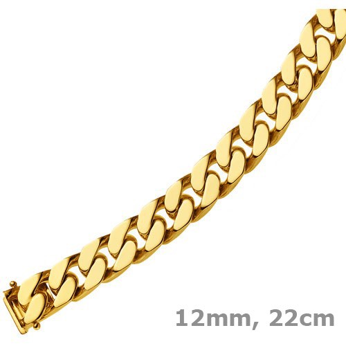 12mm Panzerarmband aus 750 Gelbgold 22cm