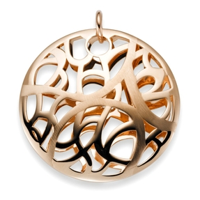 Anhänger gewölbt mit Ornament 585 Gold Rotgold 38x40mm, teilmattiert Anhänger gewölbt mit Ornament 585 Gold Rotgold 38x40mm, teilmattiert