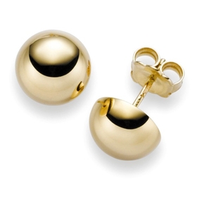 Ohrstecker Ohrschmuck Halbkugel 10mm 585 Gold Gelbgold glatt glänzend Ohrstecker Ohrschmuck Halbkugel 10mm 585 Gold Gelbgold glatt glänzend