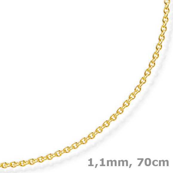 1,1mm Rund-Ankerkette aus 585 Gelbgold 70cm