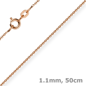 1,1mm Rund-Ankerkette 585 Gold Rotgold Kette Collier Halskette, 50cm 1,1mm Rund-Ankerkette 585 Gold Rotgold Kette Collier Halskette, 50cm