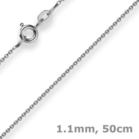 1,1mm Rund-Ankerkette 585 Gold Weißgold Kette Collier Halskette, 50cm