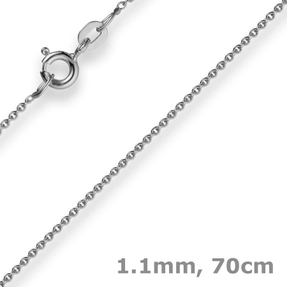 1,1mm Rund-Ankerkette 585 Gold Weißgold Kette Collier Halskette, 70cm