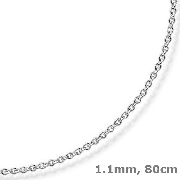1,1mm Rund-Ankerkette aus 750 Weißgold 80cm