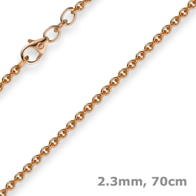 2,3mm Rund-Ankerkette Kette Collier, 585 Gold Rotgold Goldkette, 70cm 2,3mm Rund-Ankerkette Kette Collier, 585 Gold Rotgold Goldkette, 70cm