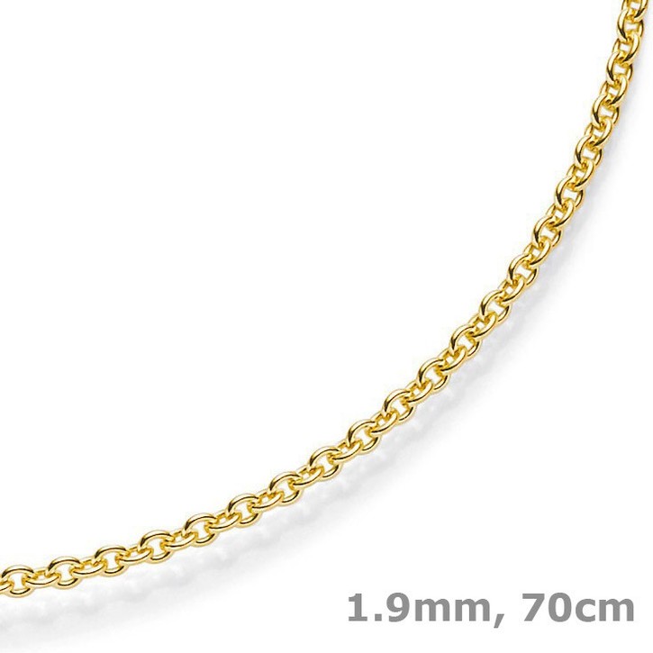 1,9mm Rund-Ankerkette aus 585 Gelbgold 70cm