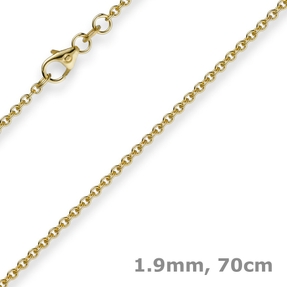 1,9mm Rund-Ankerkette 585 Gold Gelbgold Kette Collier Halskette, 70cm
