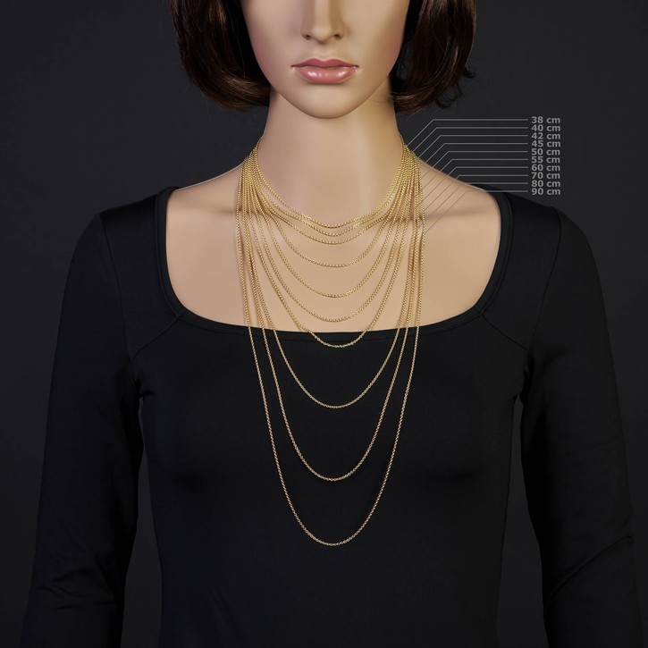 1,9mm Rund-Ankerkette aus 585 Gelbgold 90cm