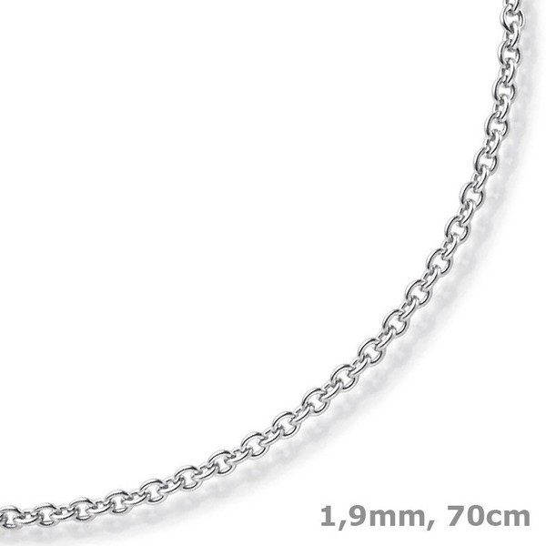 1,9mm Rund-Ankerkette aus 750 Weißgold 70cm