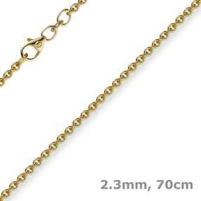 2,3mm Kette Collier Rundankerkette aus 750 Gold Gelbgold, 70cm Unisex